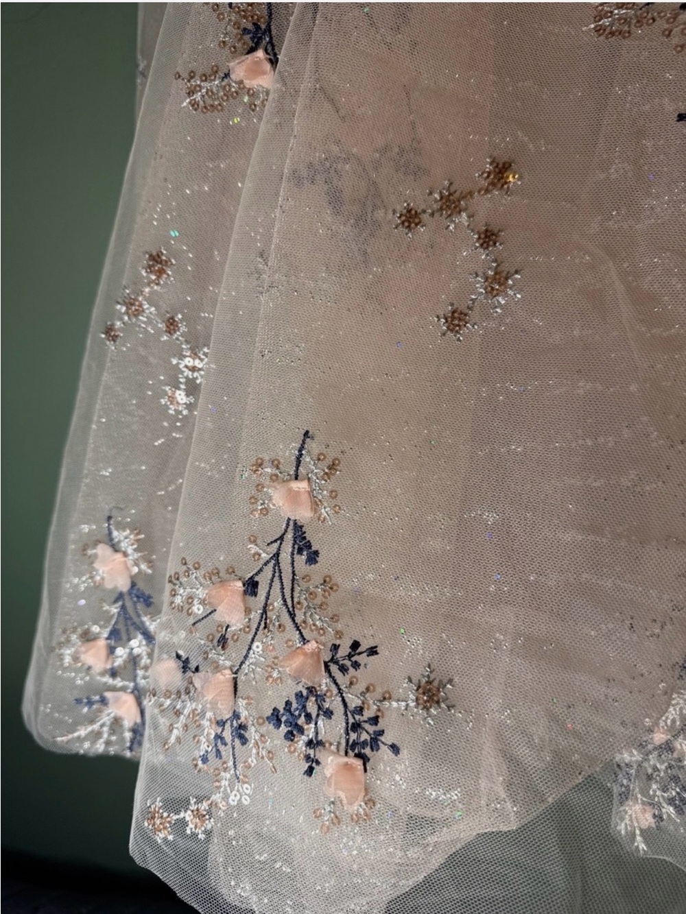 Teri Jon Rickie Freeman Pink Bridal Tulle Embroidered Gown Black Tie 6 Altered - Picture 4 of 10